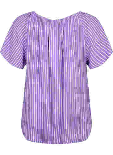 Gestreifte Bluse aus Viskose mit kurzen Ärmeln, Deep L./White Stripe, Packshot image number 1