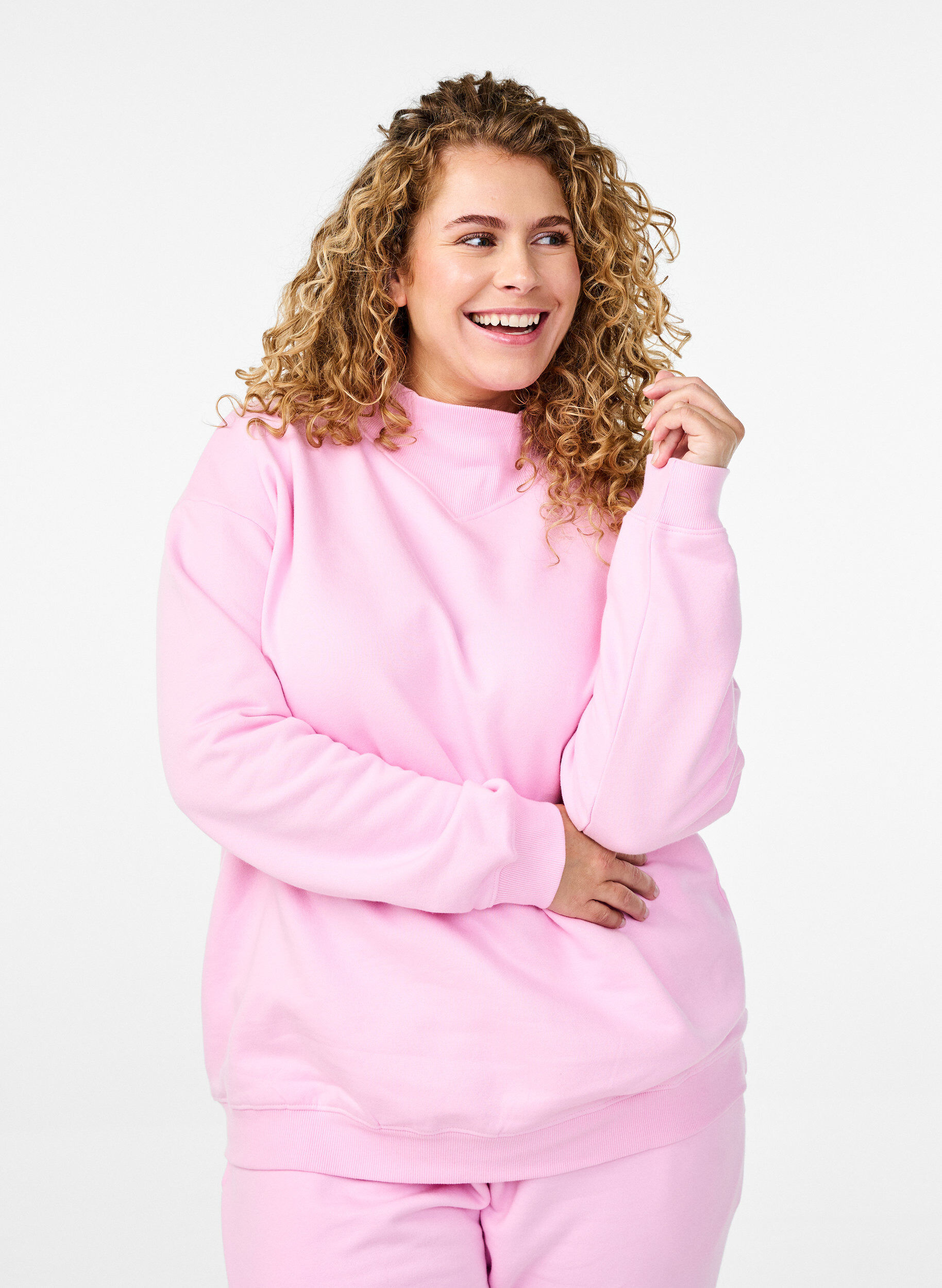 ZizziSweatshirt mit hohem Kragen und langen &Auml;rmeln, Pink, Model image number 0