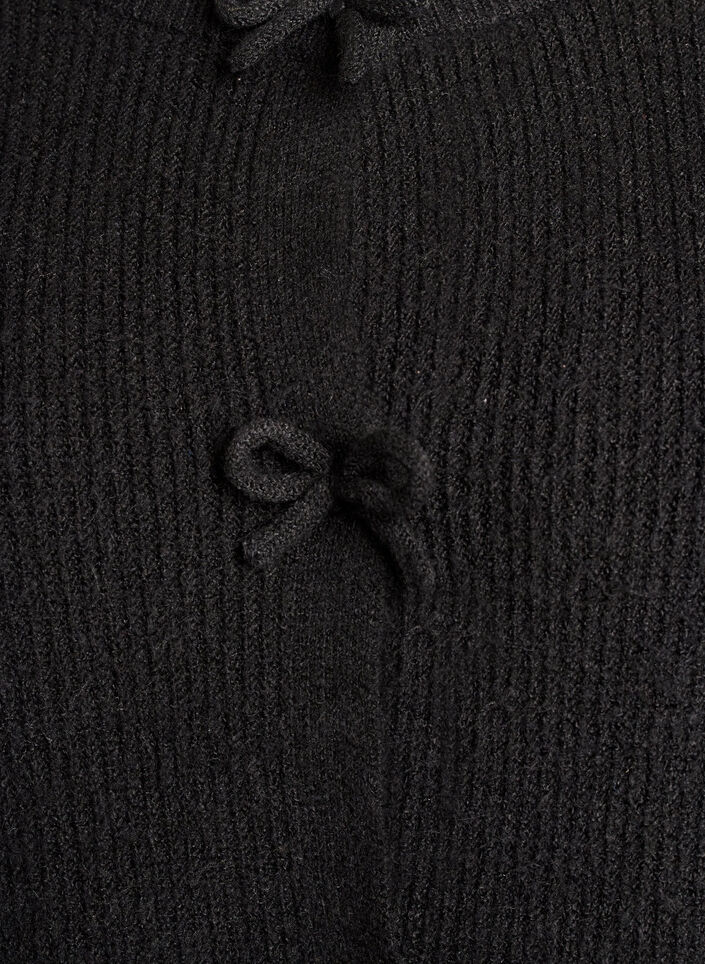 Kurzärmelige Strickjacke mit Schleifen, Schwarz, Packshot image number 2