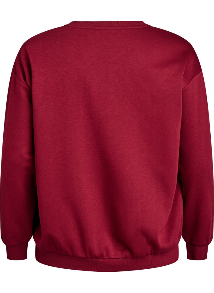 Sweatshirt mit Frottee-Schriftzug, Dunkles Bordeaux, Packshot image number 1
