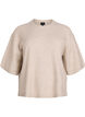 Locker sitzende Strickshirt mit kurzen &Auml;rmeln, Beige, Packshot image number 0