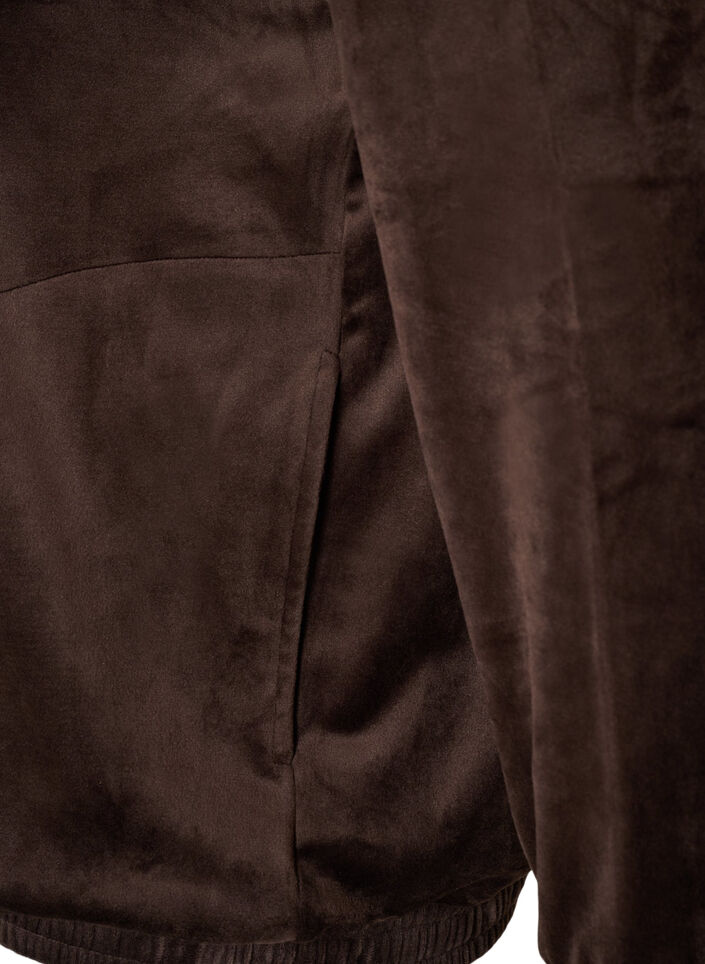 Weicher Cardigan aus Velours mit Rei&szlig;verschluss und hohem Kragen, Braun, Packshot image number 3