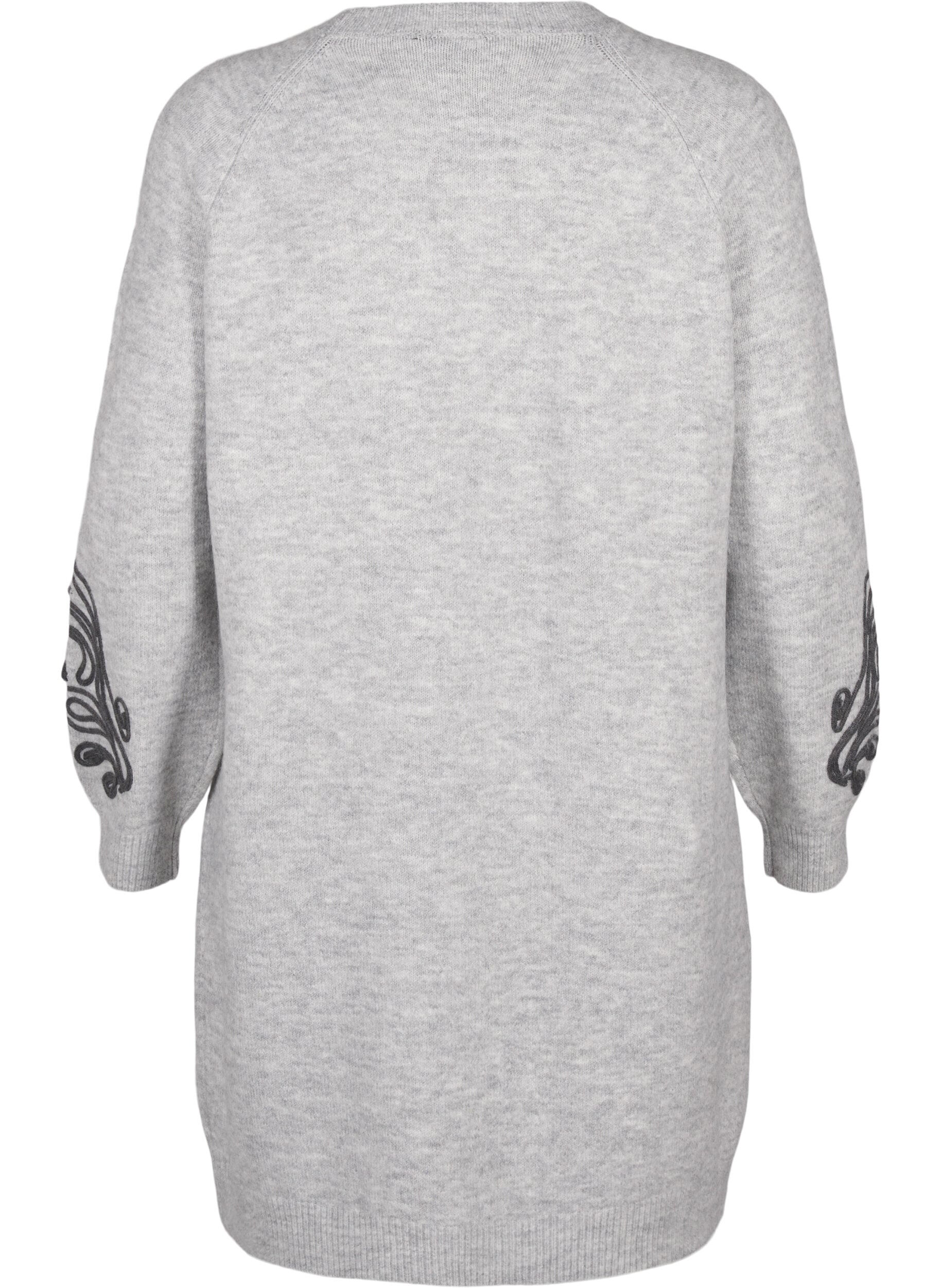 ZizziStrickkleid mit Deko, Light Grey Melange, Packshot image number 1