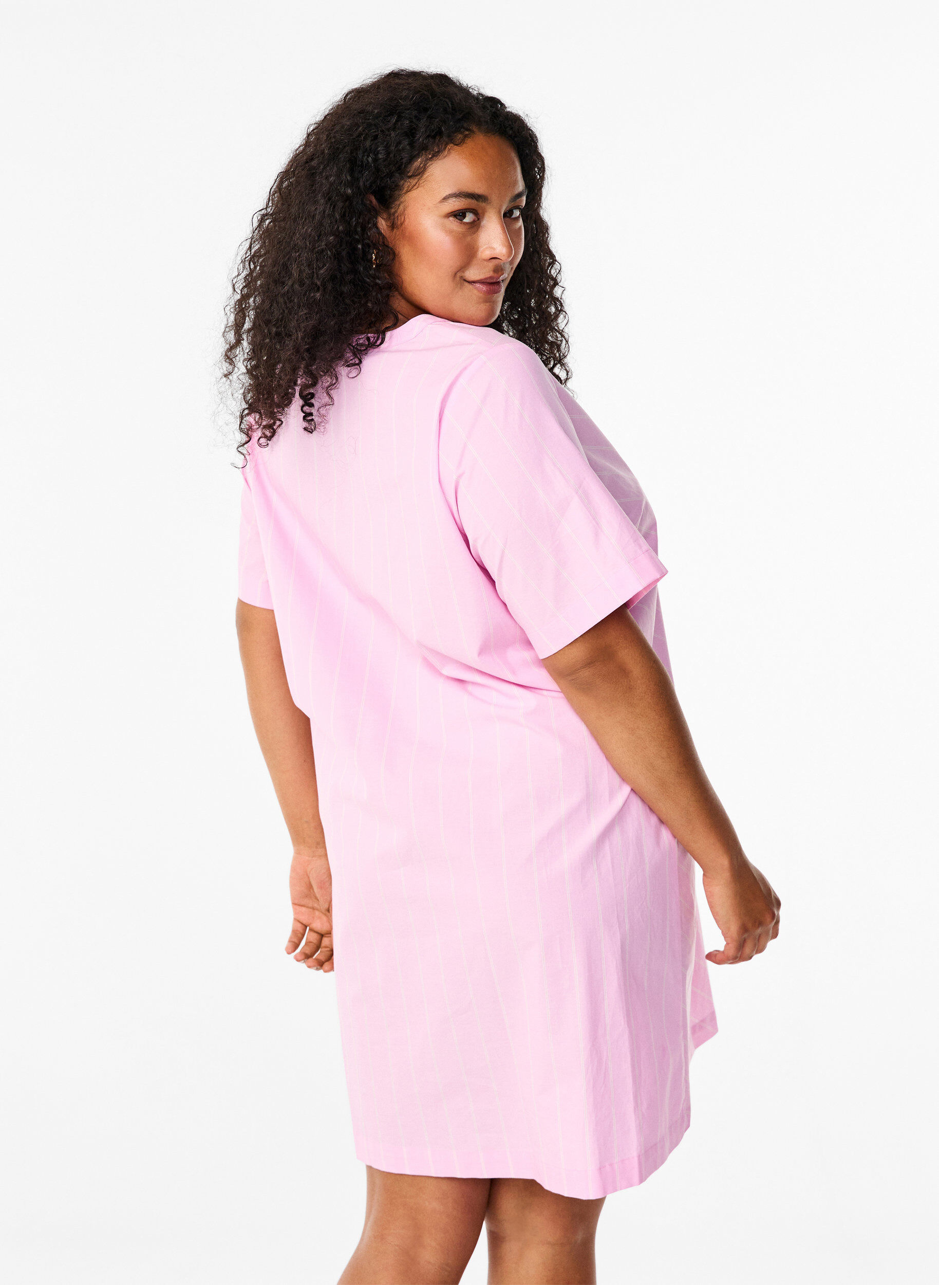 ZizziGestreiftes Kleid aus Bio-Baumwolle, Lilac Sachet, Model image number 1