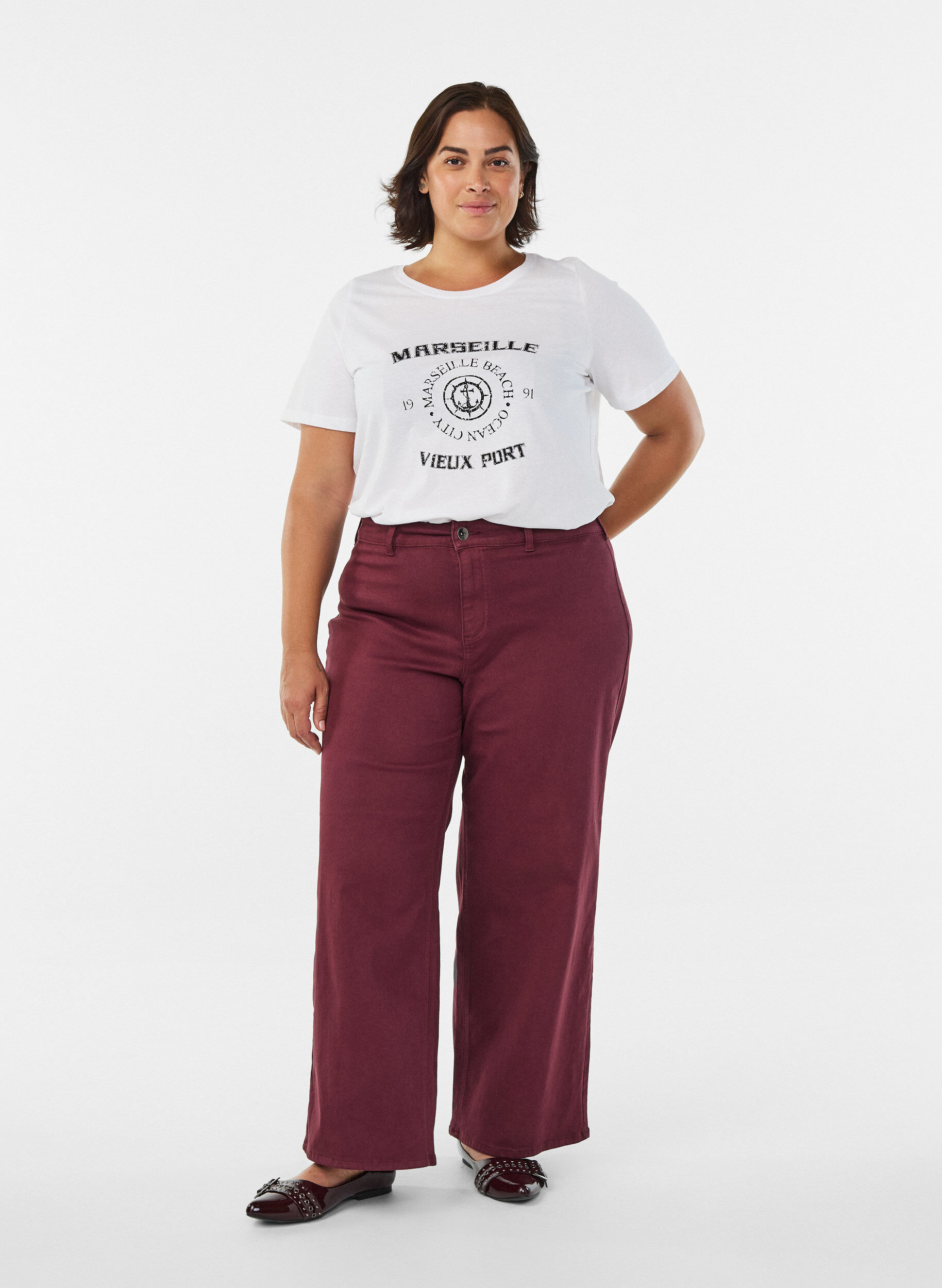 ZizziFLASH - T-Shirt mit Print, Wei&szlig;, Model image number 1