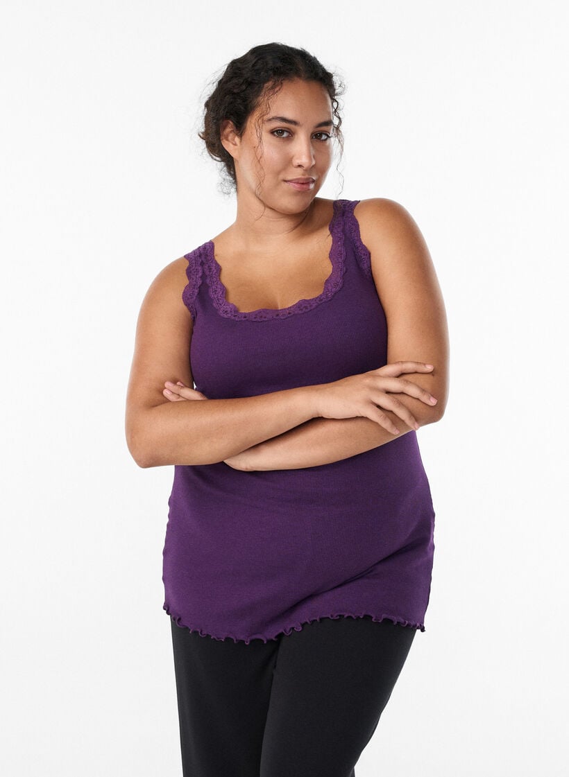 Spitzentop, Lila, Model image number 0