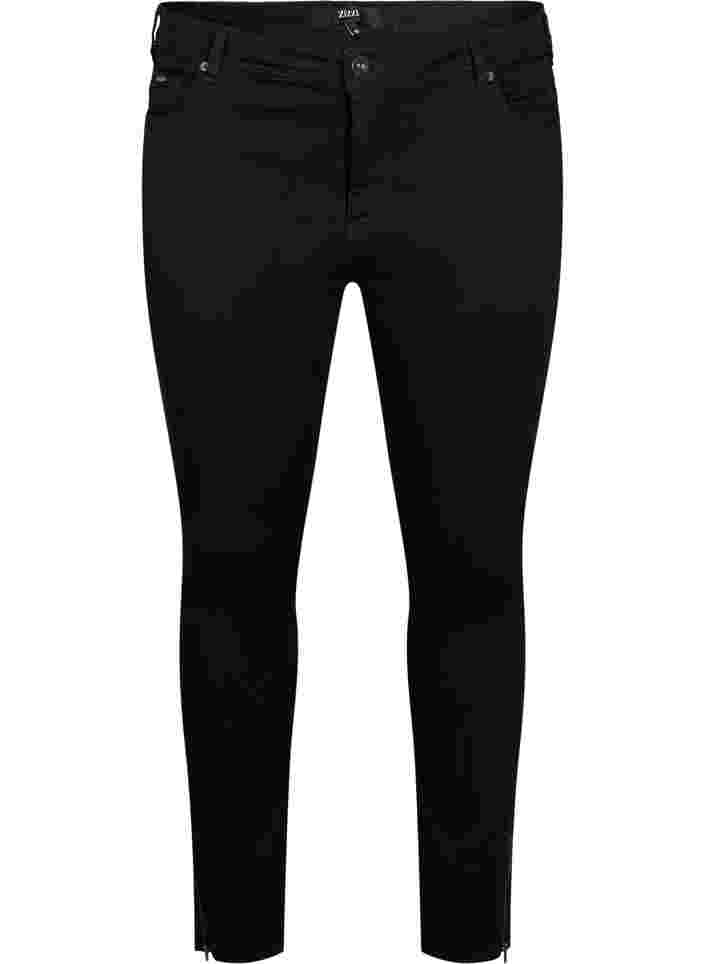Cropped Amy Jeans mit Reißverschluss, Black denim, Packshot image number 0
