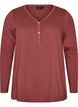 Langarmshirt mit V-Ausschnitt und Kn&ouml;pfen, Braun, Packshot image number 0
