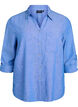 Bluse aus Leinen und Viskose mit 3/4-&Auml;rmeln, Blau, Packshot image number 0