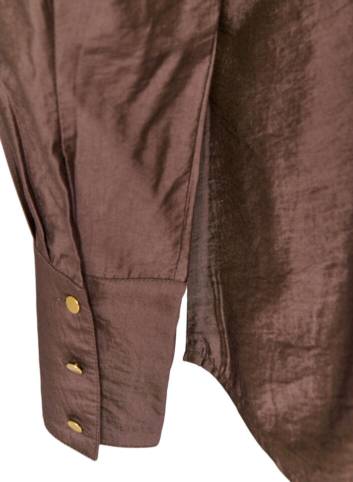 Bluse aus Viskose mit goldenen Kn&ouml;pfen, Braun, Packshot image number 3
