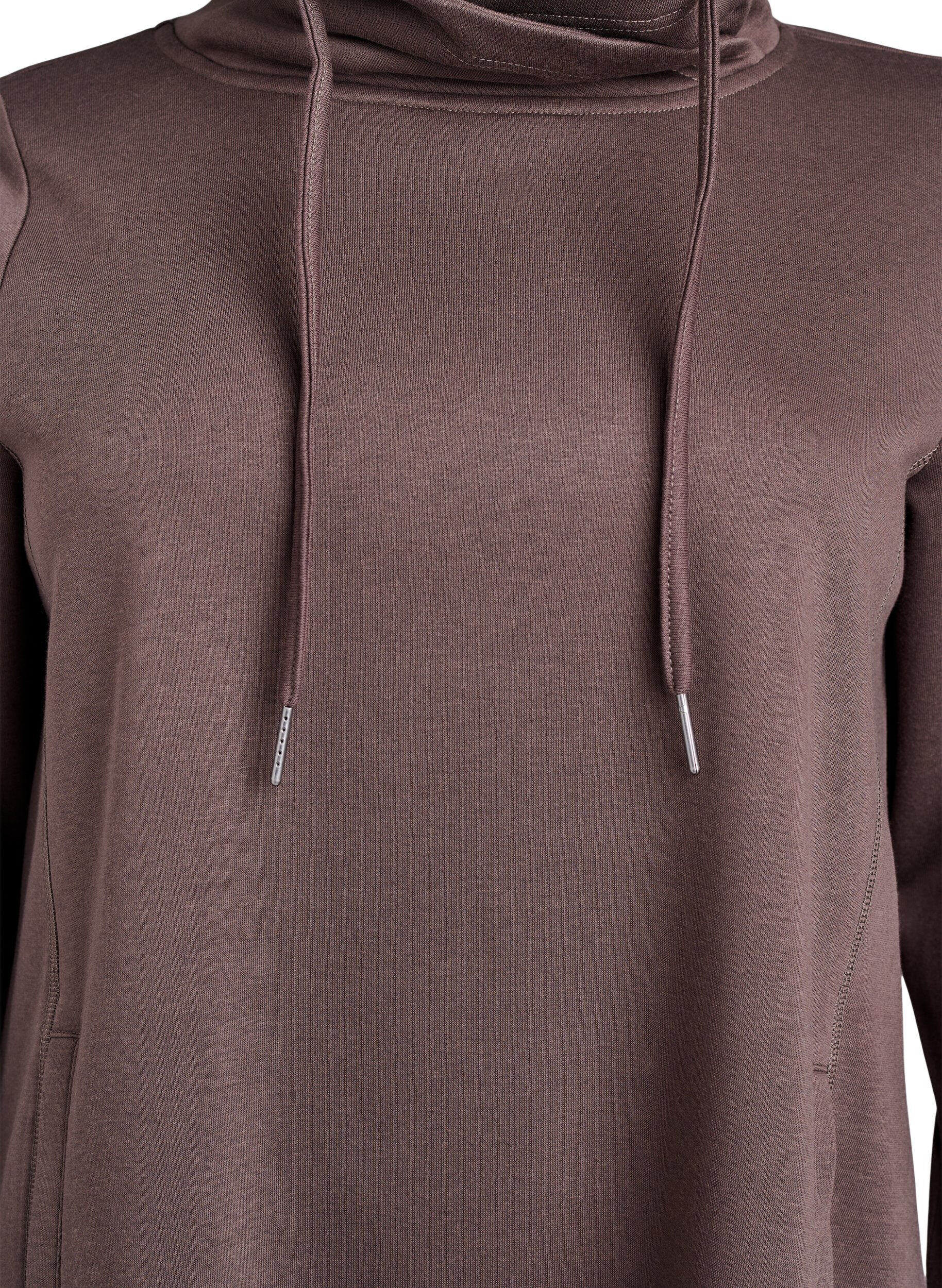 ZizziFLASH - Kurzes Sweatshirtkleid mit Stehkragen und Taschen, Braun, Packshot image number 2