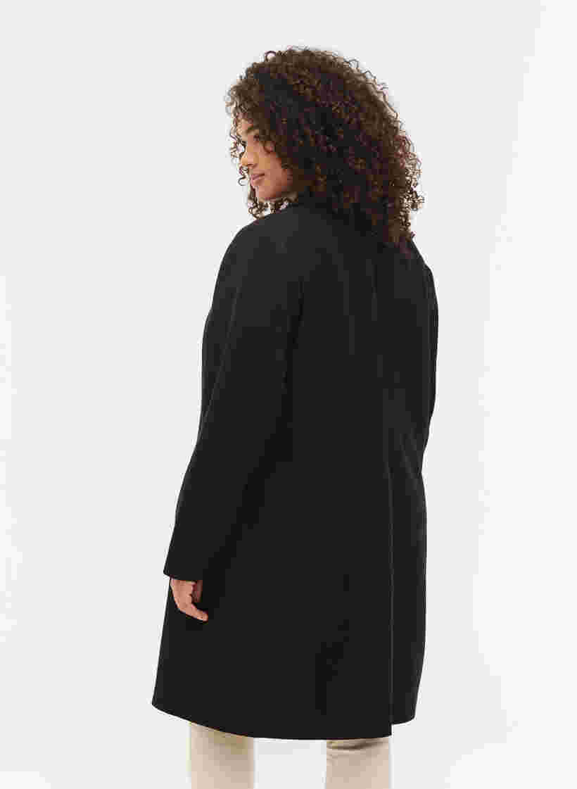 Langer Mantel mit Knopfverschluss, Black, Model image number 1