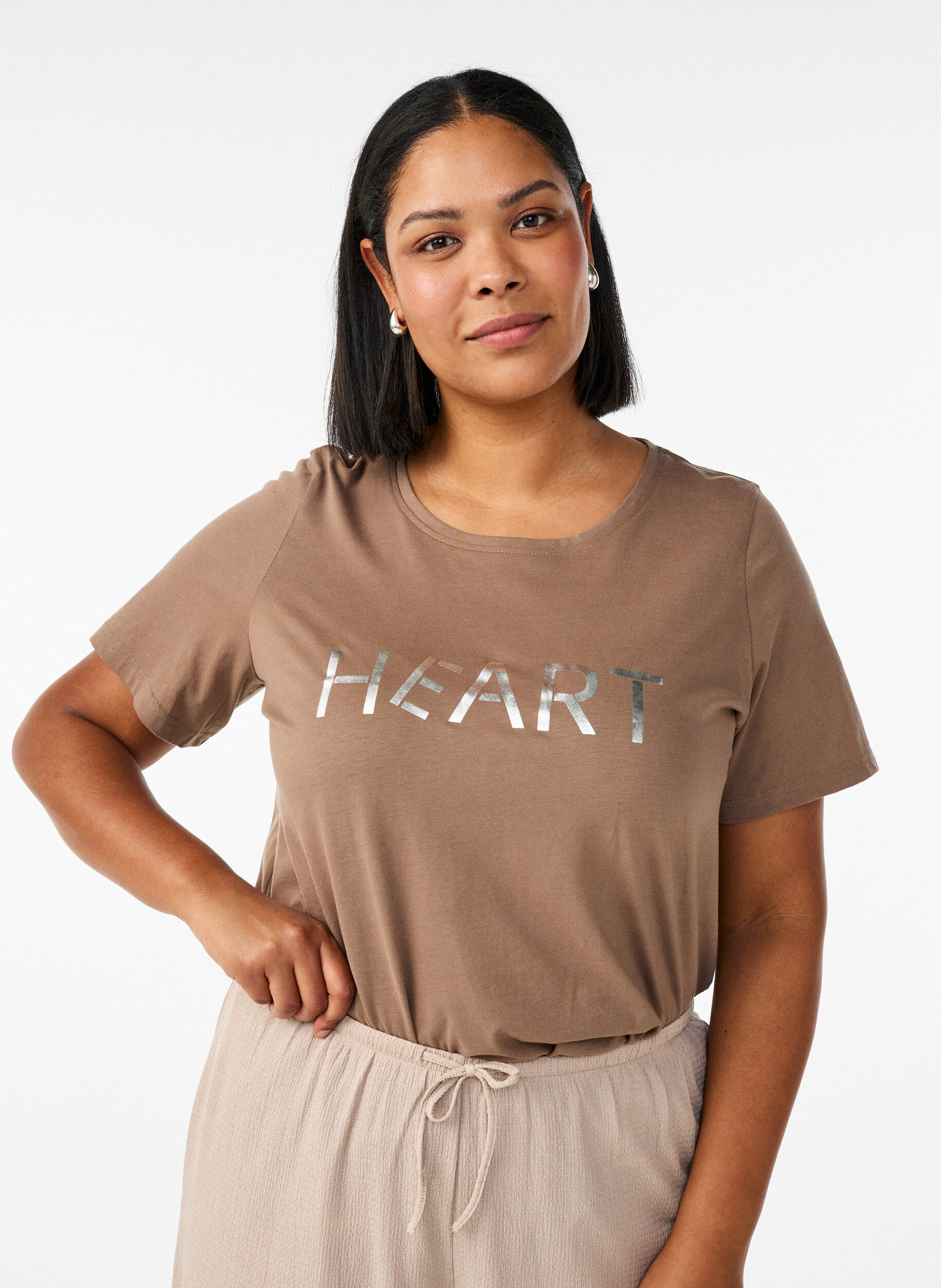 ZizziT-Shirt mit Print, Braun, Model image number 0