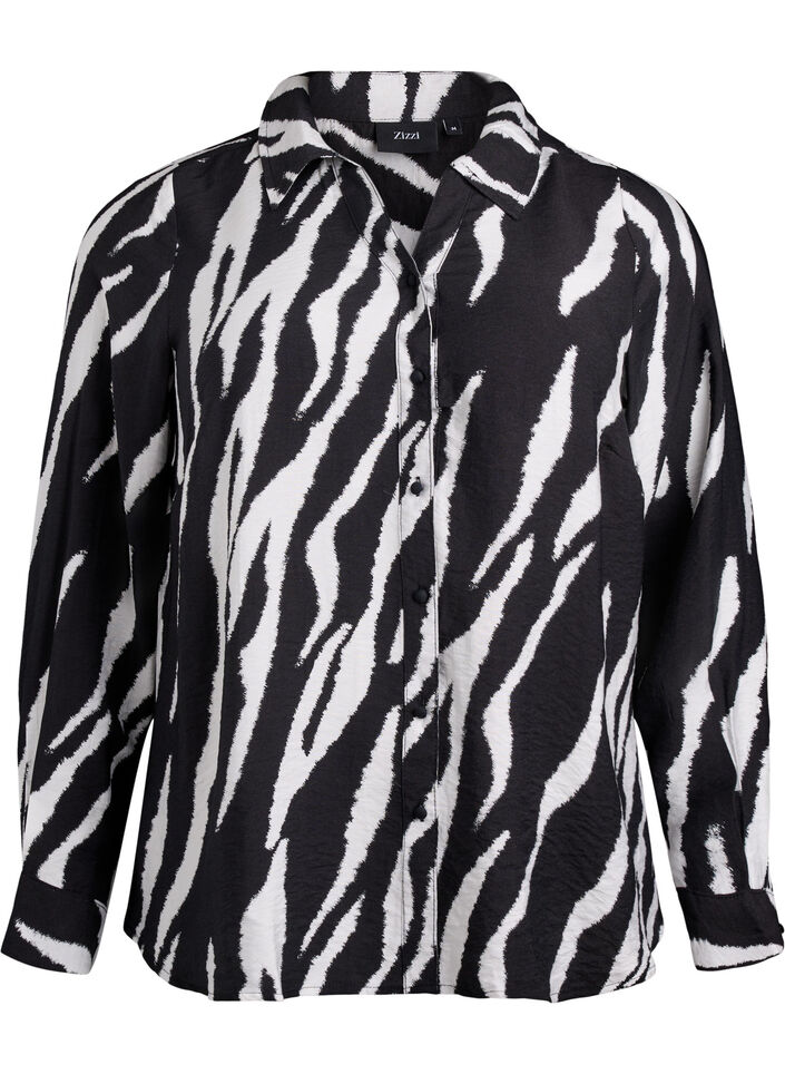 Bluse mit Zebraprint, Schwarz, Packshot image number 0