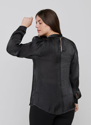 Langarm Bluse mit Glanz, Black, Model image number 1