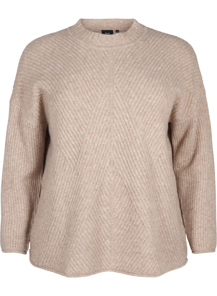 Pullover mit Streifenmuster und langen Ärmeln, Simply Taupe Mel., Packshot image number 0