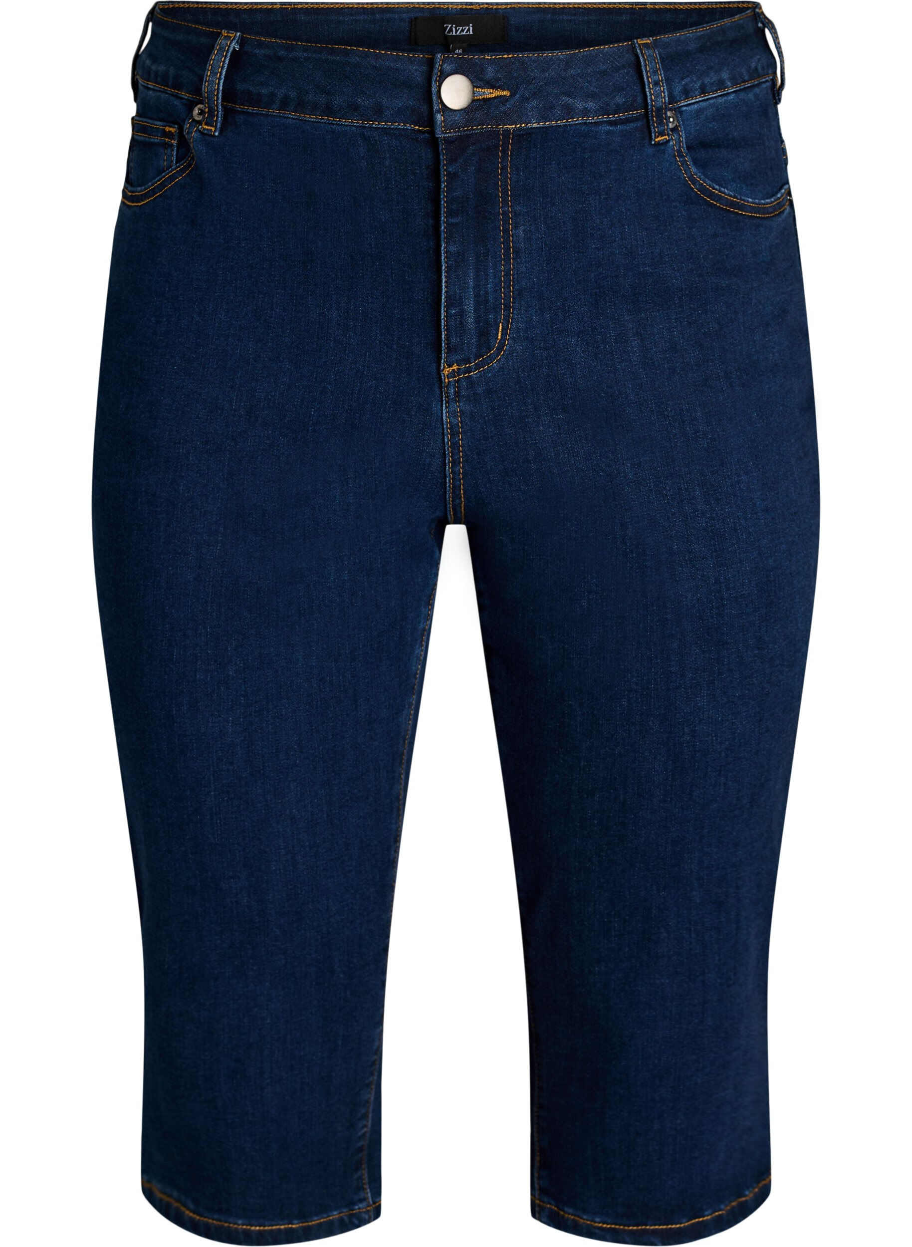 Hoch taillierte Slim Fit Caprihose aus Stretch-Denim
