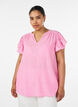 Bluse aus Viskose und Leinen mit R&uuml;schen&auml;rmeln, Pink, Model image number 0
