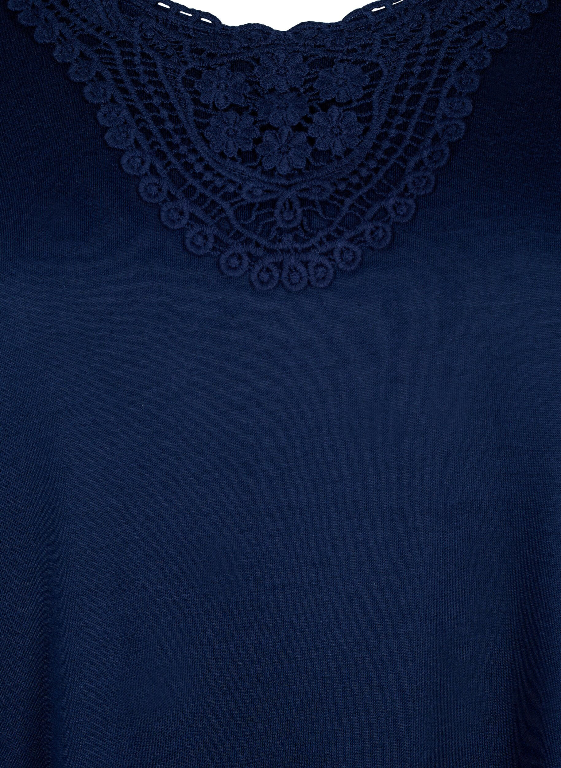 Zizzi&Auml;rmelloses Top mit Spitze, Navy Blazer, Packshot image number 2