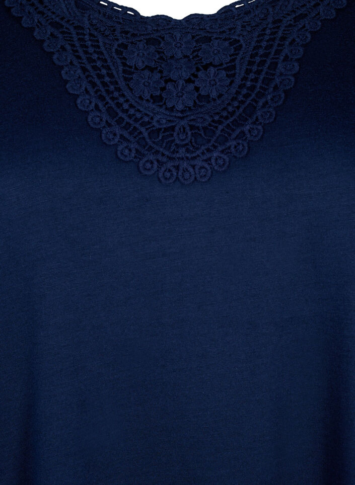 Ärmelloses Top mit Spitze, Navy Blazer, Packshot image number 2