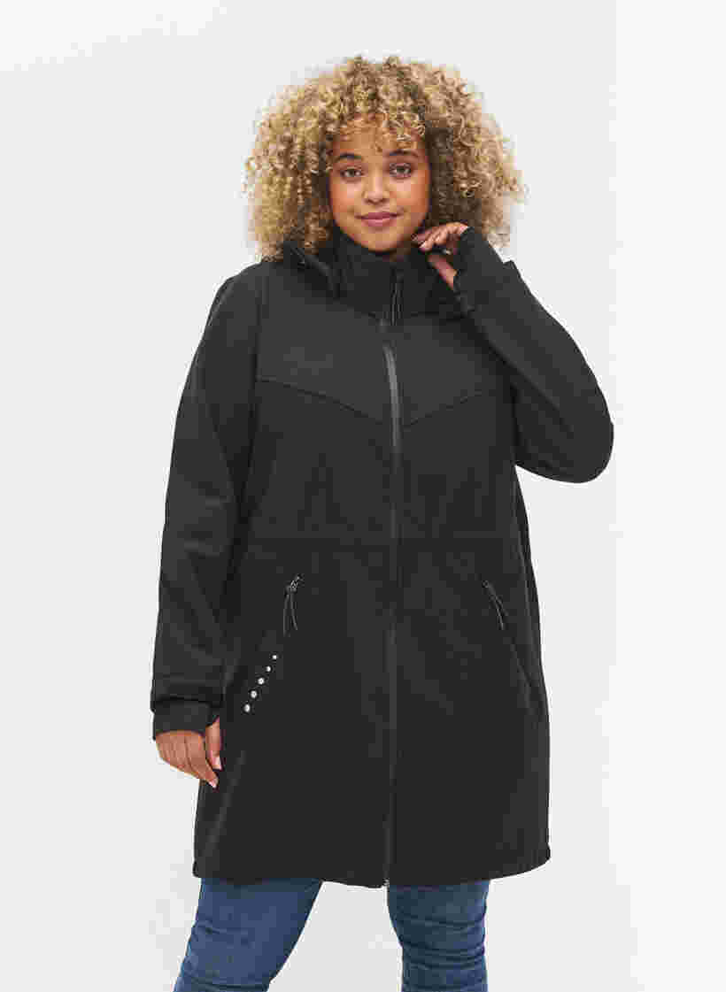 Softshell-Jacke mit Fleece, Black Solid, Model image number 0