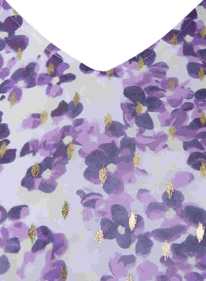 Geblümte Bluse mit langen Ärmeln und V-Ausschnitt, Beige/Purple Flower, Packshot image number 2
