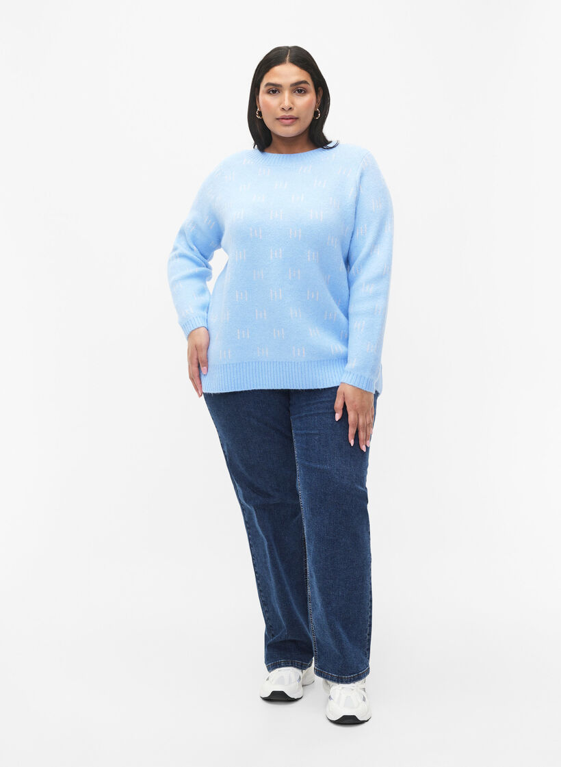 Gemusterter Pullover, Blue Bell/Birch, Model image number 2