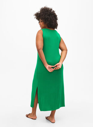 Ärmelloses geripptes Kleid aus Viskose, Jolly Green, Model image number 1
