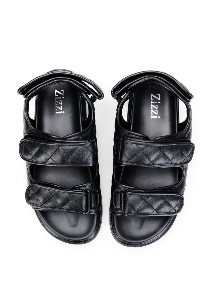 Wide Fit Sandalen aus Leder, Schwarz, Packshot image number 2