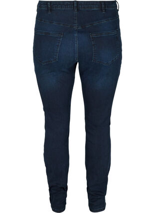 Super Slim Amy Jeans mit hoher Taille, Dark blue denim, Packshot image number 1
