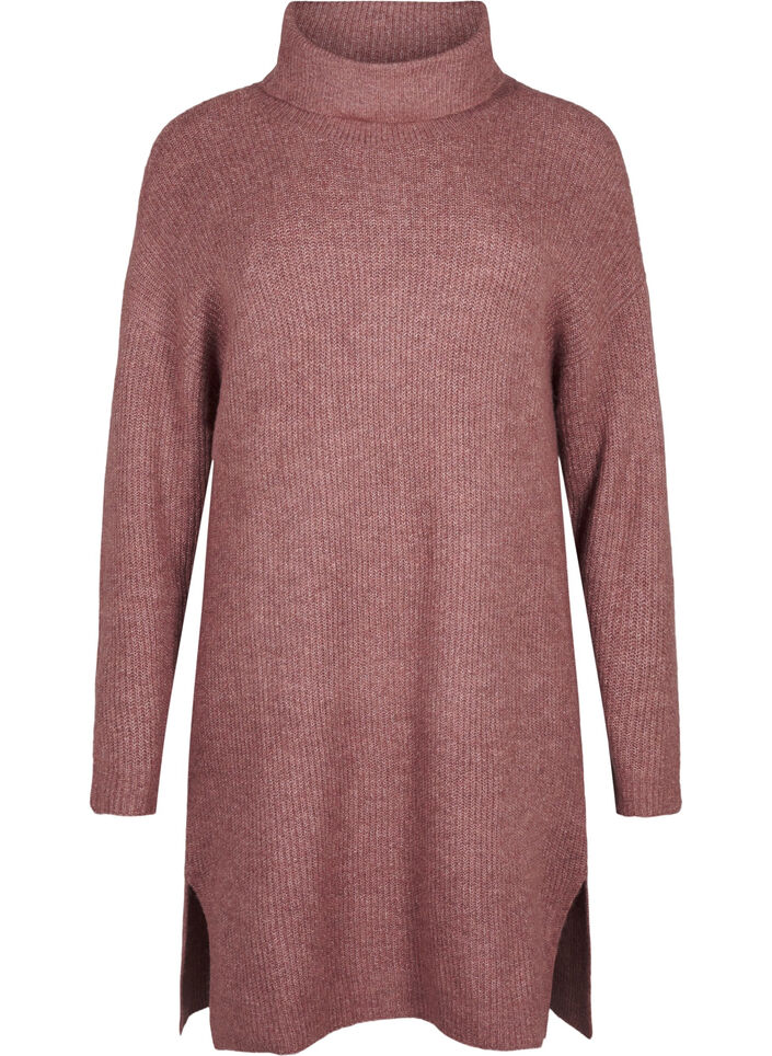 Strickkleid mit Rollkragen, Rot, Packshot image number 0