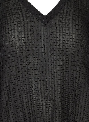 Strukturierte Bluse mit Smock und V-Ausschnitt, Black, Packshot image number 2