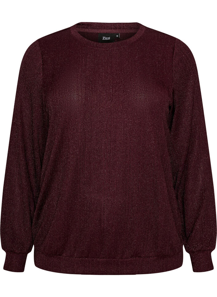 Bluse mit vertikaler Struktur und Glitzerfaden, Rot, Packshot image number 0