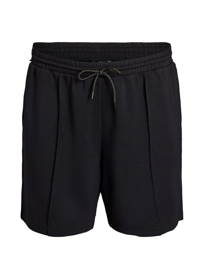 Hoch taillierte Shorts mit Streifendetails, Schwarz, Packshot image number 0