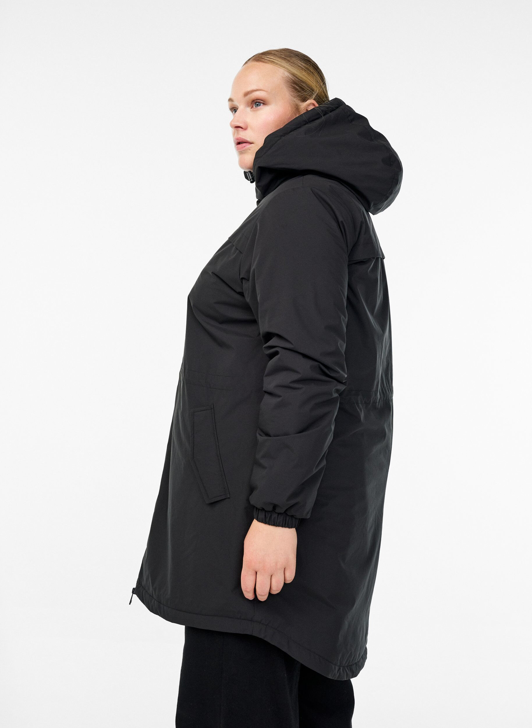 ZizziLeichter gepolsterter Parka mit Kapuze, Schwarz, Model image number 3