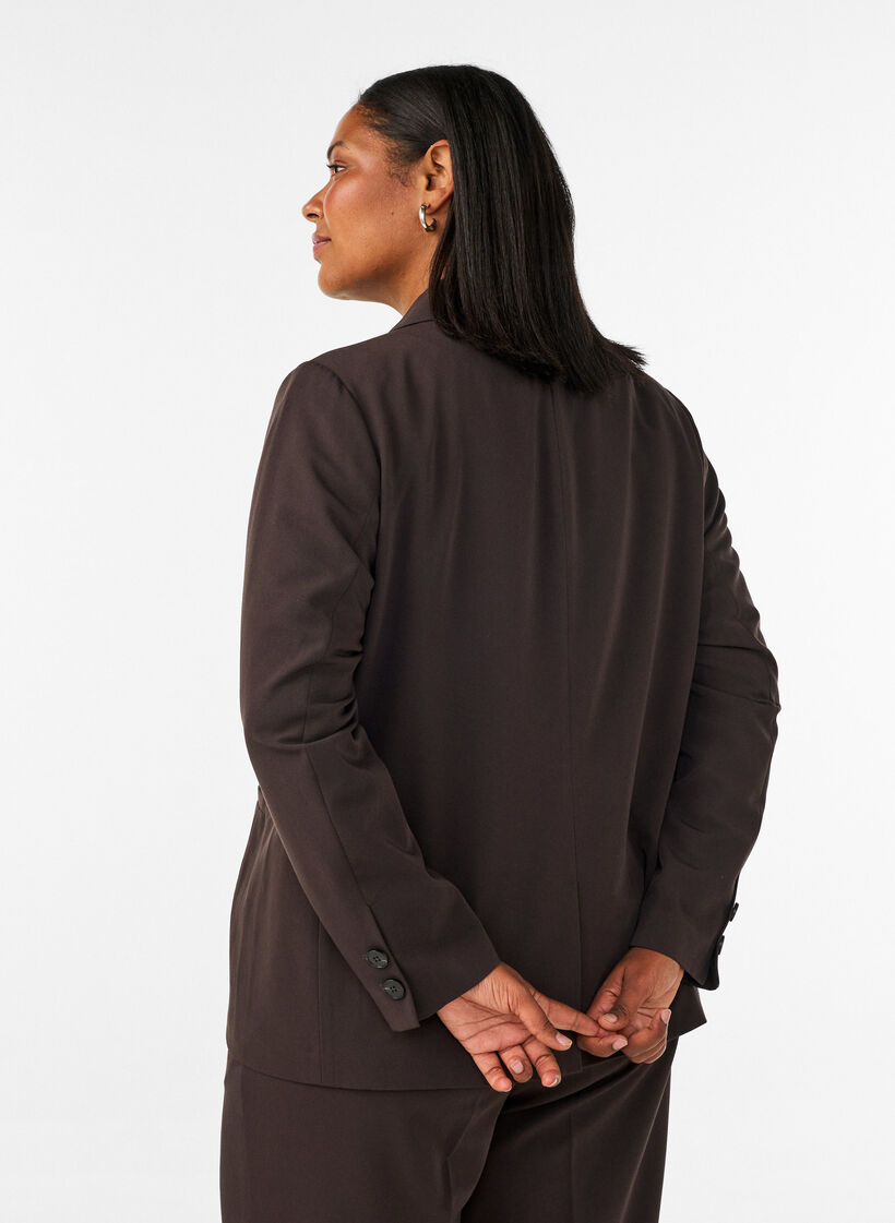 Zweireihiger Blazer mit lockerer Passform, Braun, Model image number 2