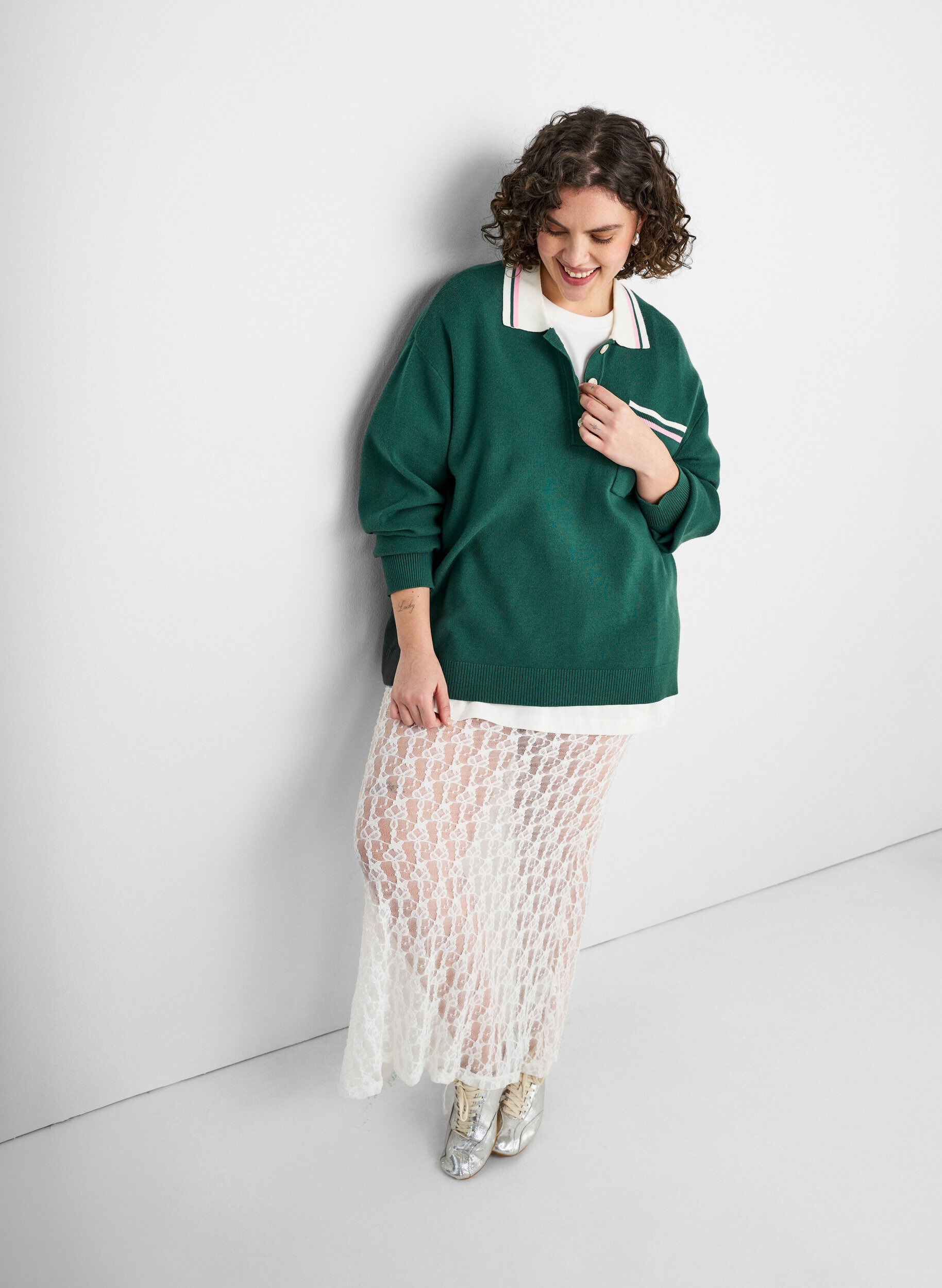 ZizziLanger Rock aus transparenter Spitze, Wei&szlig;, Image image number 1