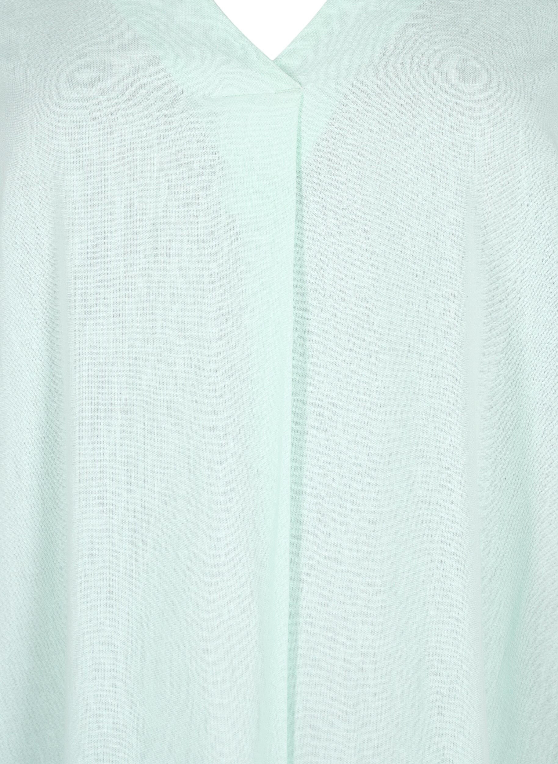 ZizziKaftan-Kleid aus Baumwollmischung mit Leinen, Gr&uuml;n, Packshot image number 2