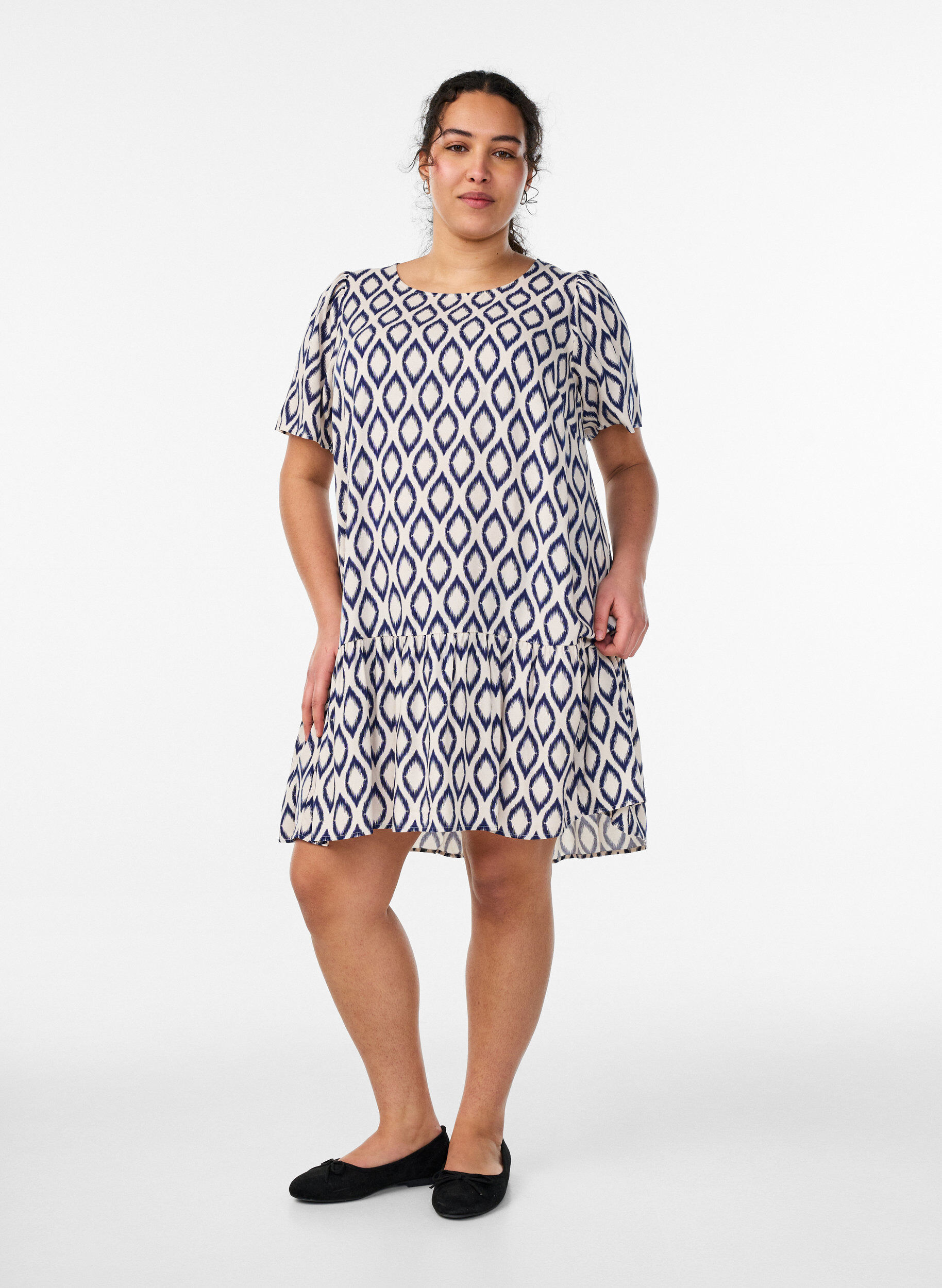 ZizziKleid aus Viskose mit Schnittlinie, Blau, Model image number 1