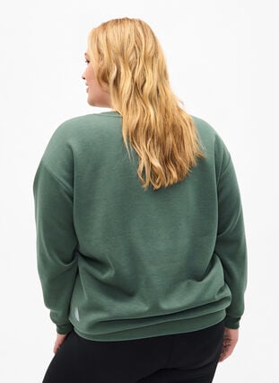Sweatshirt mit Frottee-Schriftzug, Duck Green, Model image number 1