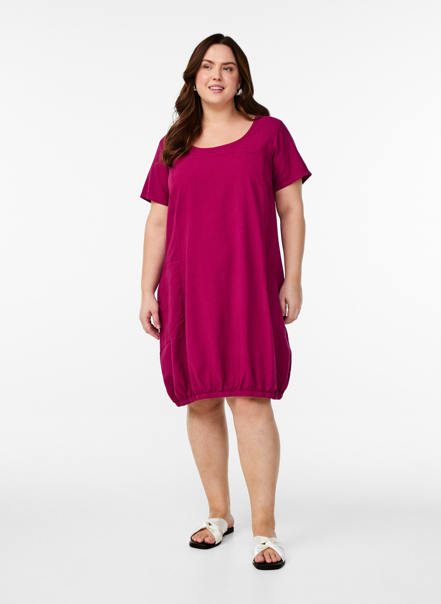 ZizziBaumwollkleid mit kurzen &Auml;rmeln, Rot, Model image number 1