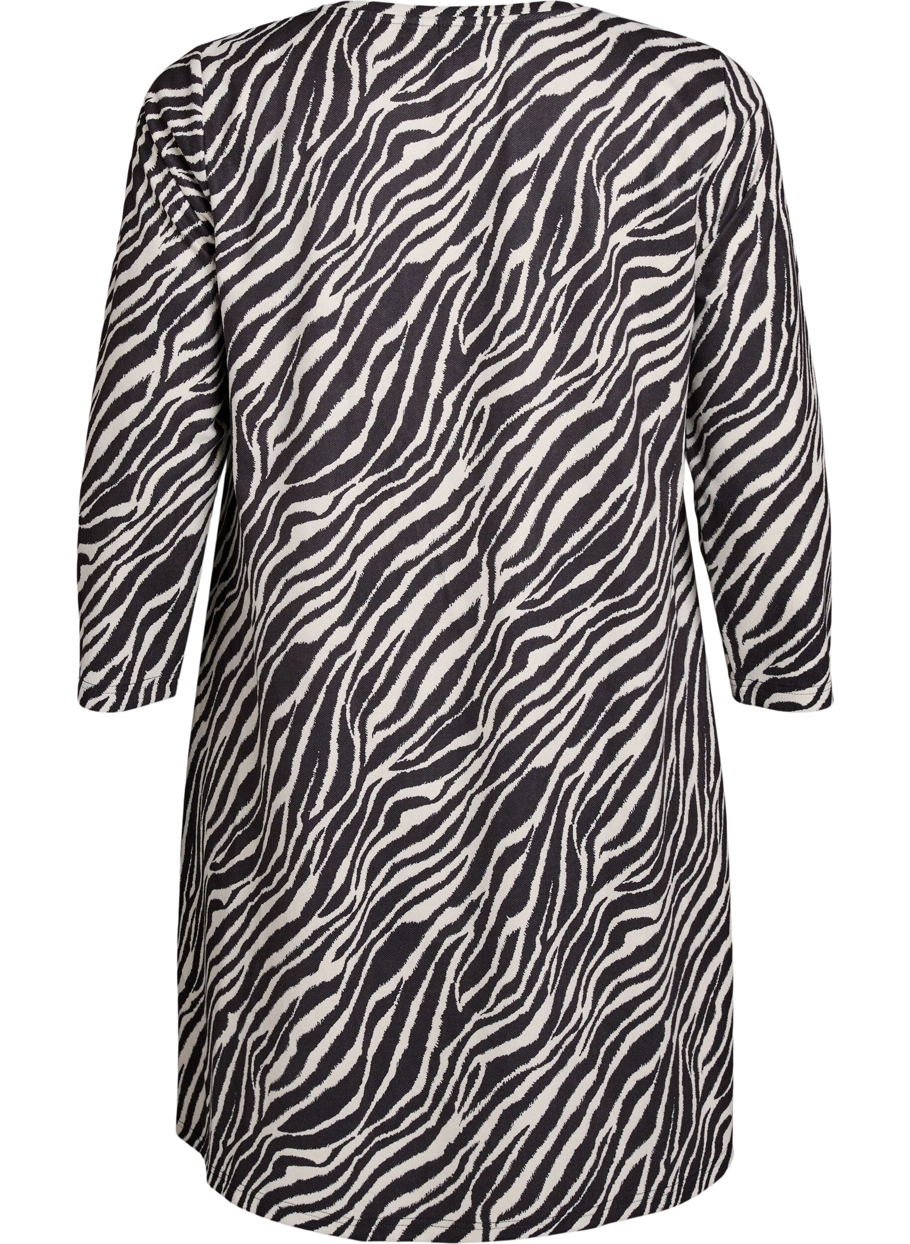 ZizziKurzes A-Linien-Kleid mit 7/8-&Auml;rmeln, Schwarz, Packshot image number 1