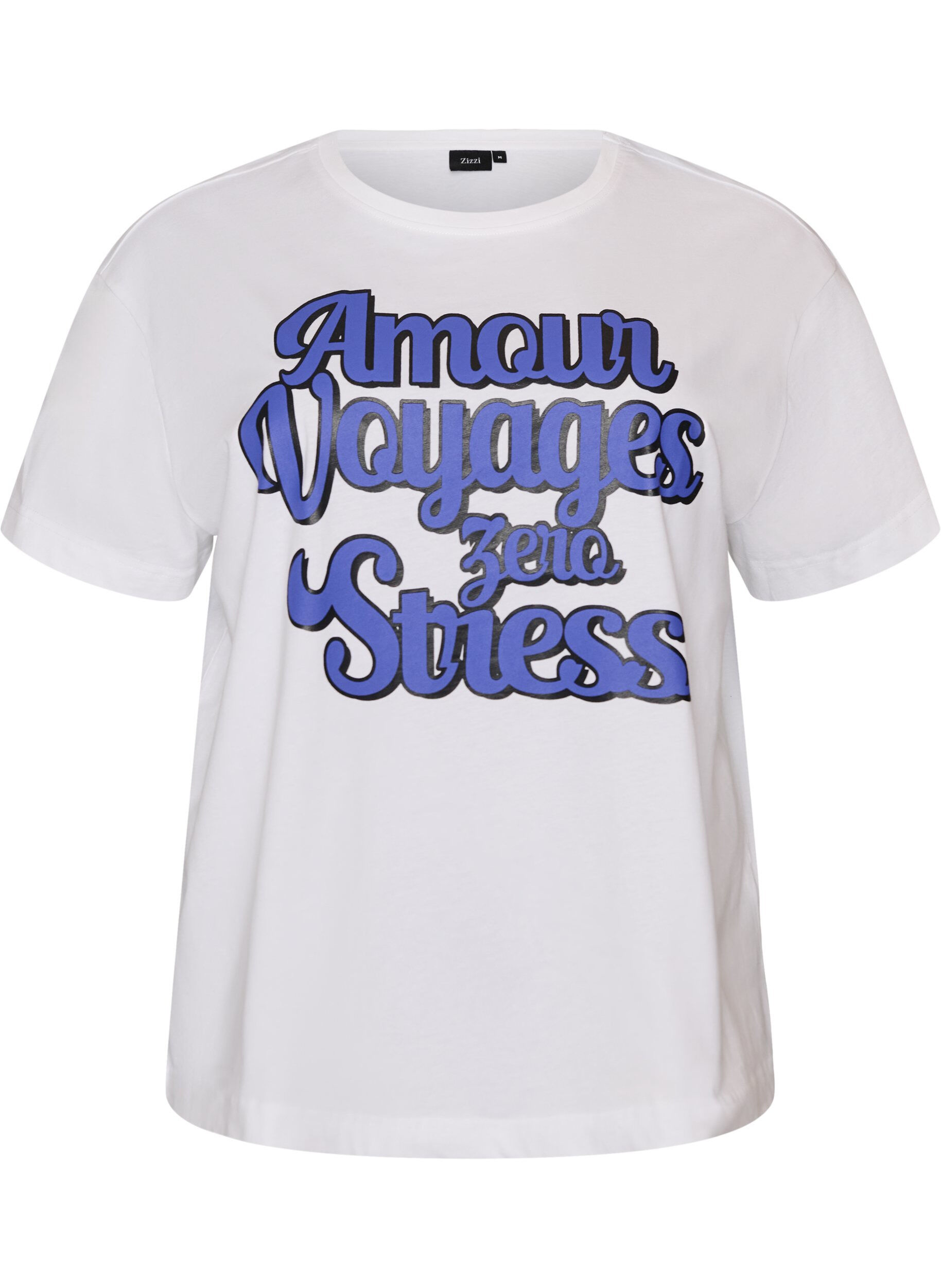 ZizziT-Shirt aus 100% Baumwolle mit kurzen &Auml;rmeln und Print, Wei&szlig;, Packshot image number 0