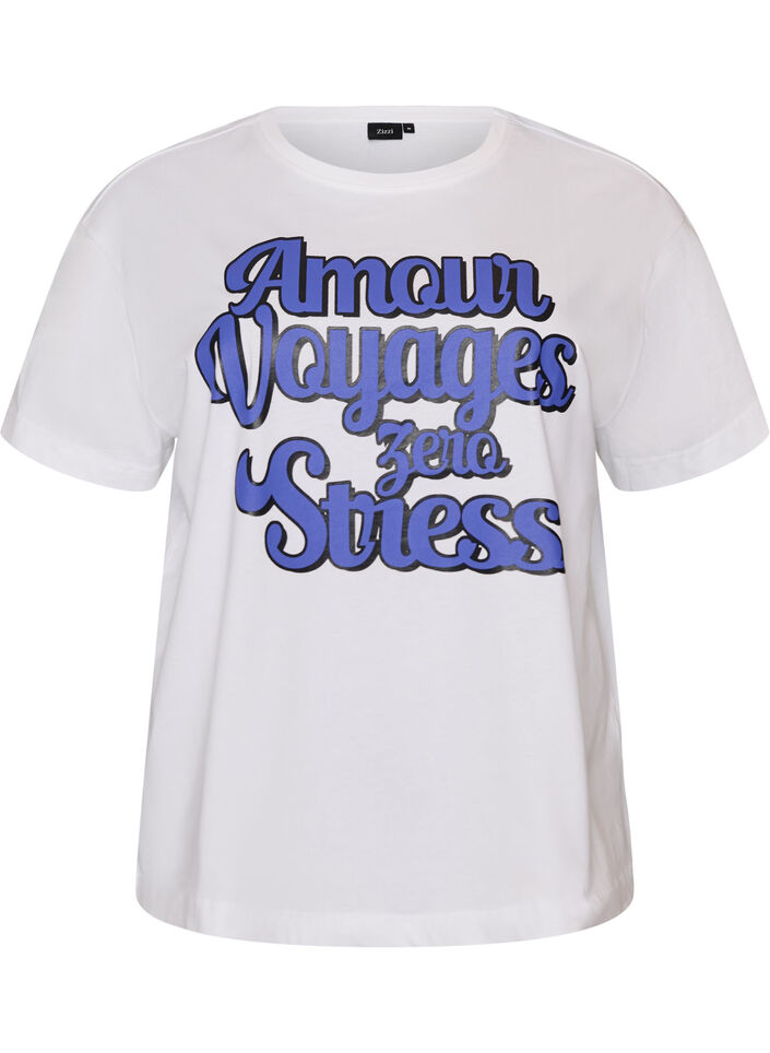 T-Shirt aus 100% Baumwolle mit kurzen &Auml;rmeln und Print, Wei&szlig;, Packshot image number 0