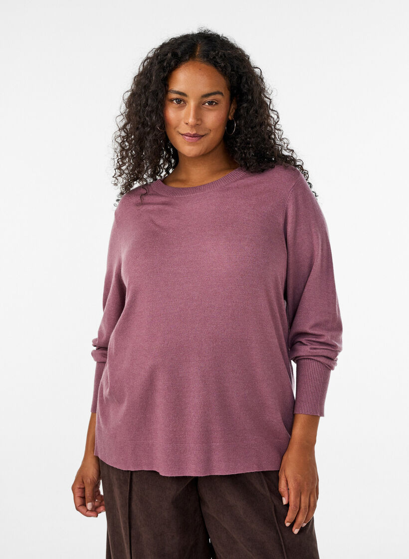 Strickbluse mit Rundhalsausschnitt, Rot, Model image number 0
