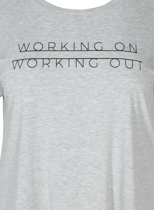 Kurzarm Trainings-T-Shirt mit Aufdruck, Light Grey Melange, Packshot image number 2