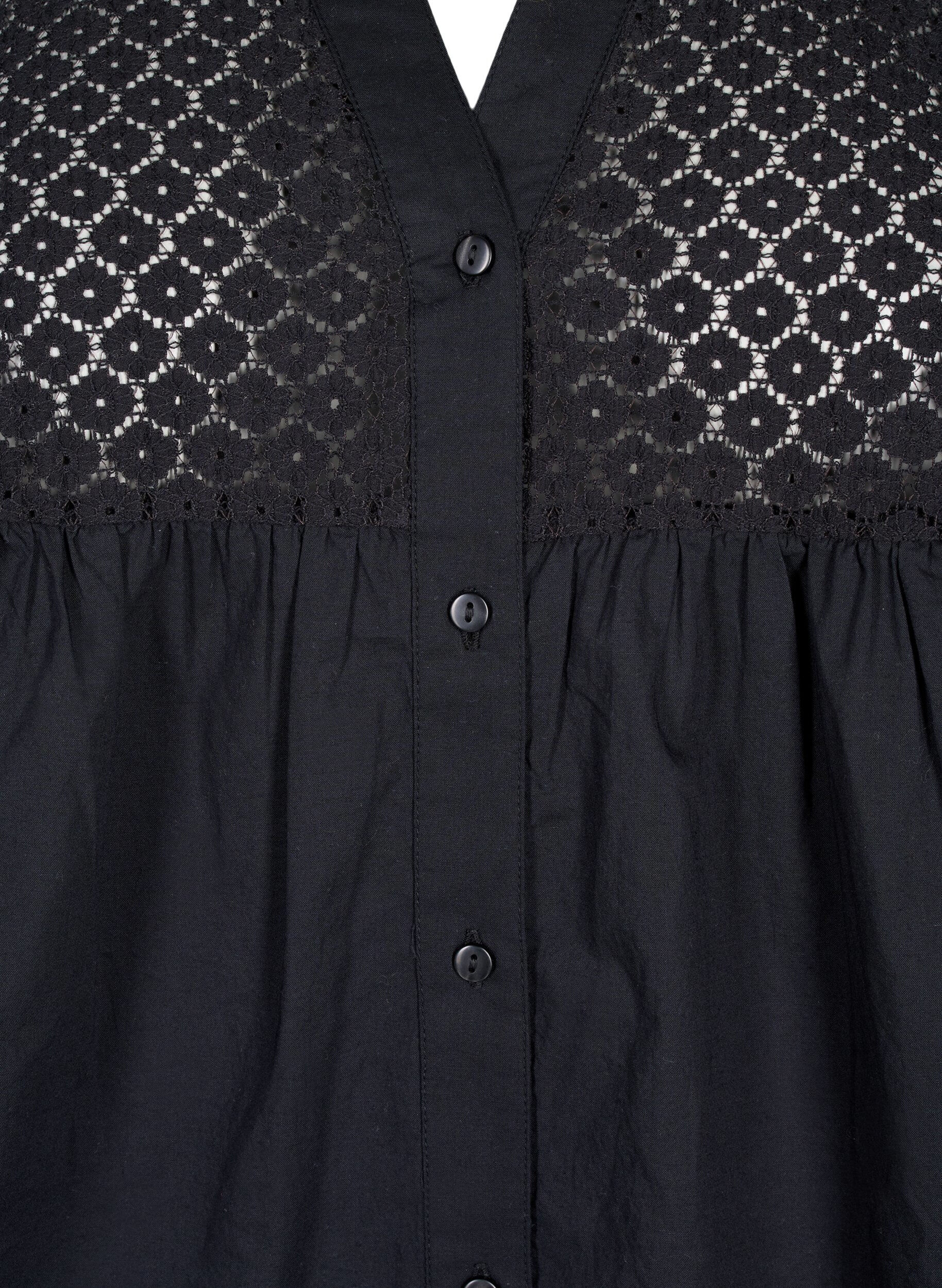 ZizziFLASH - Shirt mit H&auml;keldetail, Black, Packshot image number 2