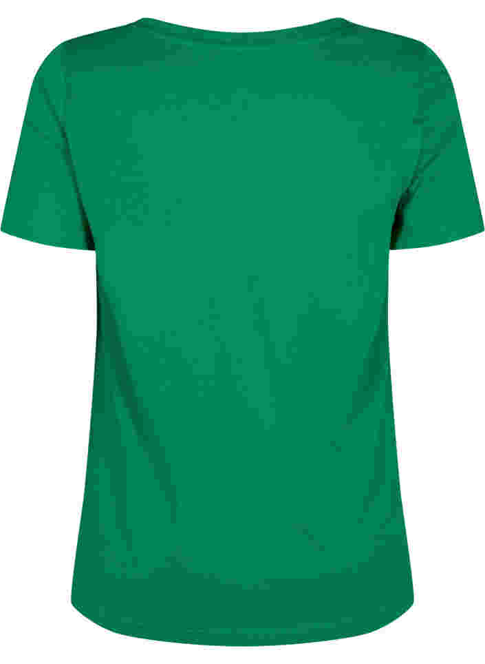 T-Shirt aus Baumwolle mit Druck und V-Ausschnitt , Jolly Green ORI, Packshot image number 1