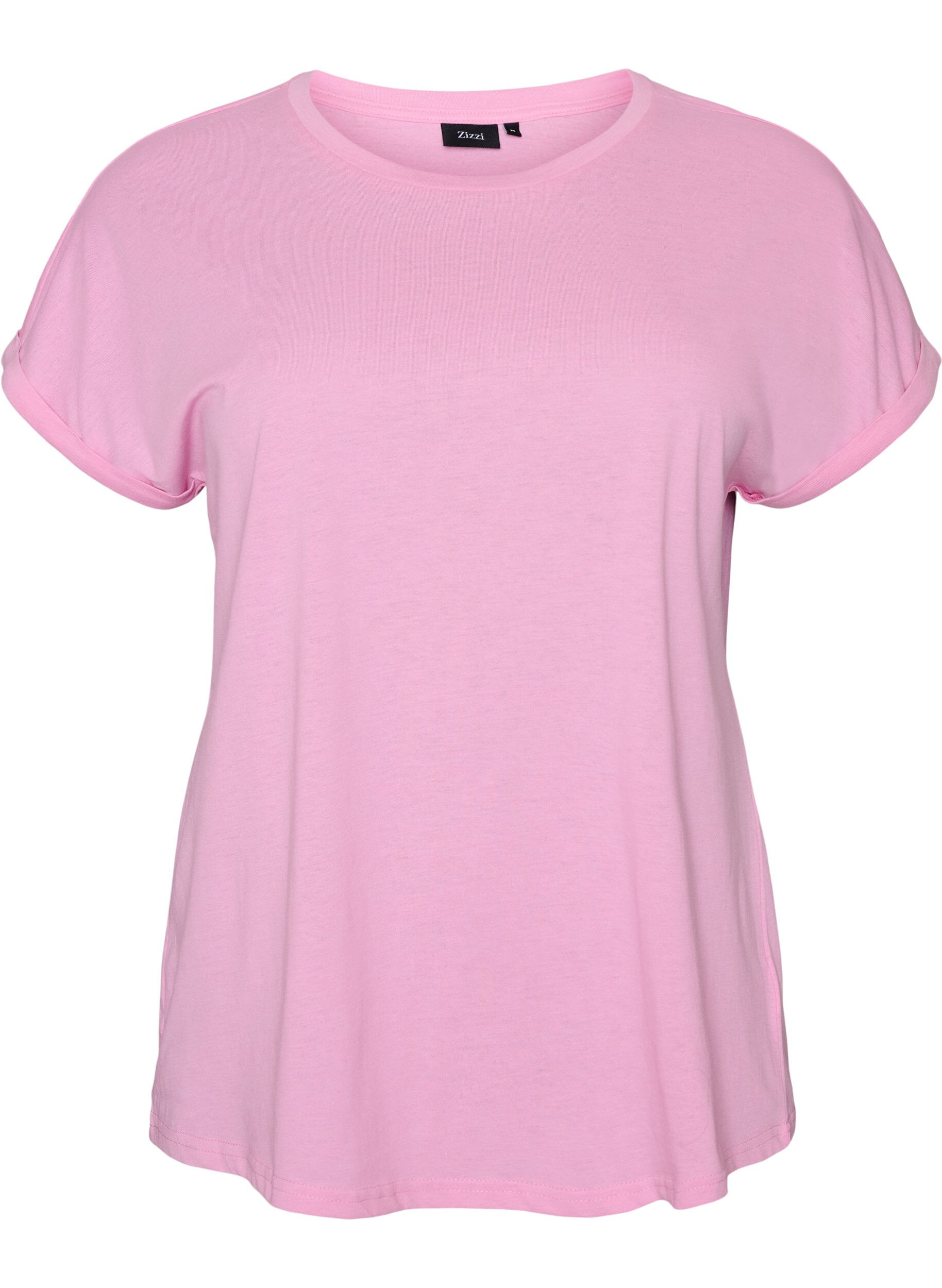 ZizziKurz&auml;rmeliges T-Shirt aus einer Baumwollmischung, Pink, Packshot image number 0