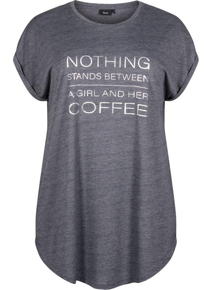 Kurzärmliges Nachthemd mit Textdruck, , Packshot image number 0